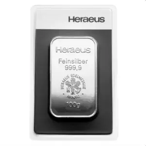 Lingot d'argent 100 g heraeus