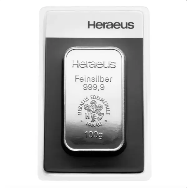 Lingot d'argent 100 g heraeus
