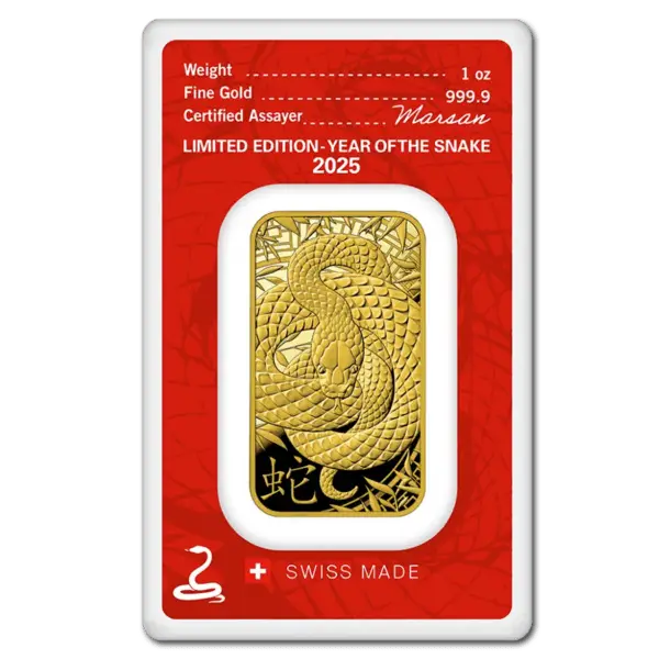Lingot or 1 once lunar serpent argor heraeus