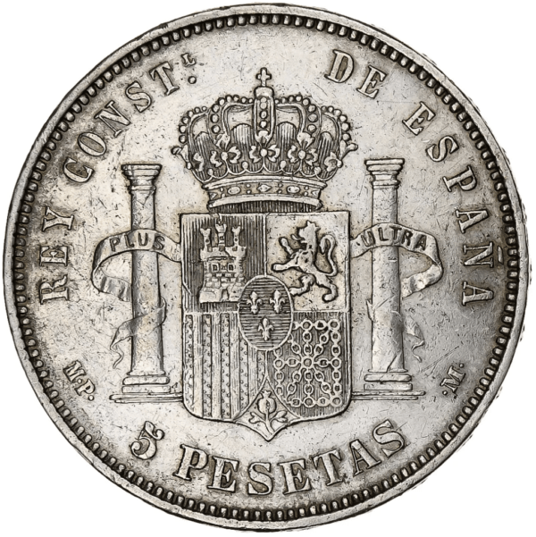 5 pesetas alphonse XIII cheveux courts – Image 2
