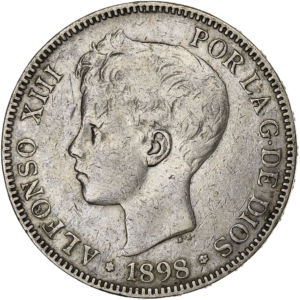 5 pesetas alphonse XIII toupet