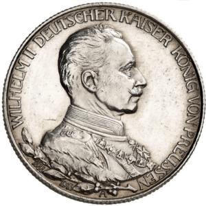 2 mark wilhelm II uniforme argent
