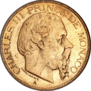 20 francs or charles III monaco 1879 2e choix