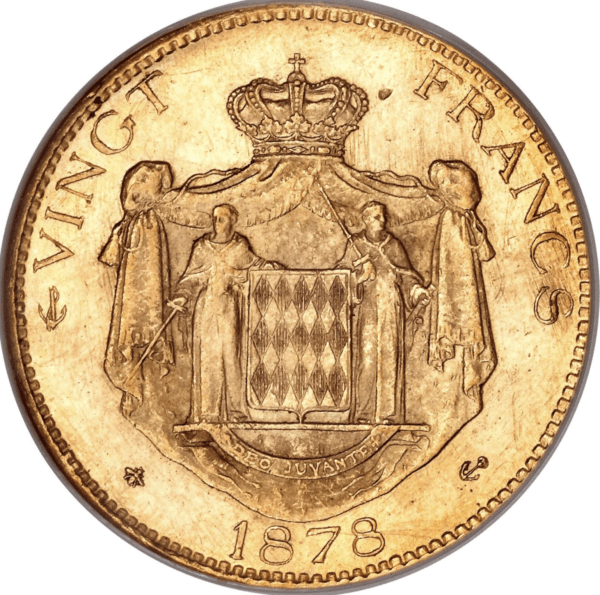 20 francs or charles III monaco 1879 2e choix – Image 2