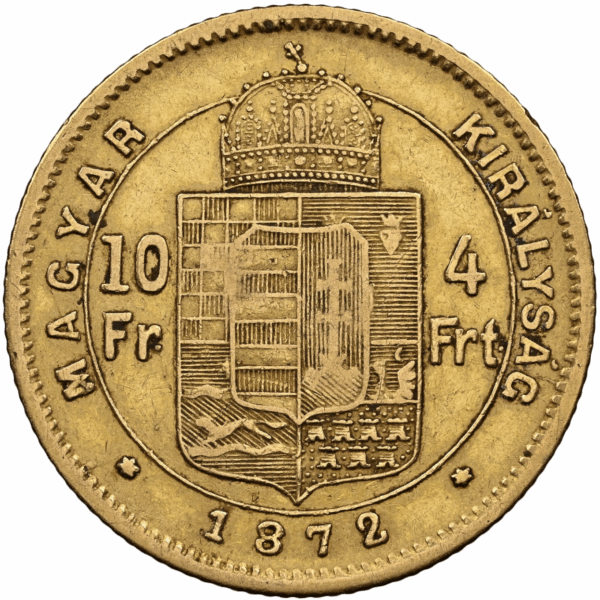 10 francs 4 forint or franz joseph I – Image 2