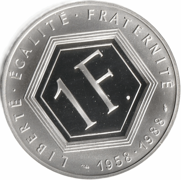 1 franc argent 1988 De Gaulle belle épreuve – Image 2