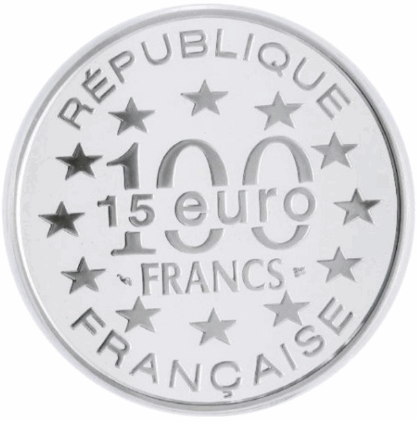 100 francs 15 euros monuments de l'europe argent