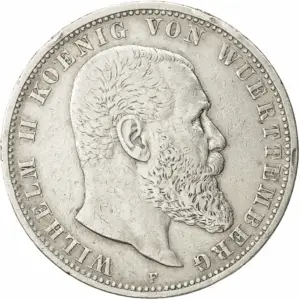 5 mark wilhelm II wuerttemberg argent