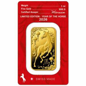 Lingot or 1 once lunar cheval argor heraeus