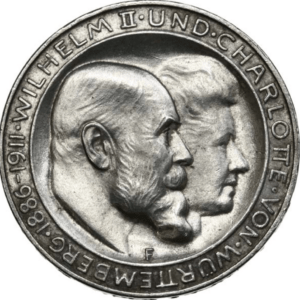 3 mark wilhelm II et charlotte 1911 argent