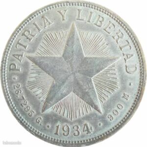 1 peso Cuba 1934 argent