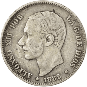 2 pesetas alphonse XII jeune