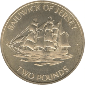 2£ silver wedding elizabeth II 1972 Jersey argent