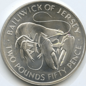 2£50 homard elizabeth II 1972 Jersey argent