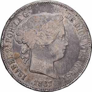 2 Escudos Argent Isabella II Madrid #1093
