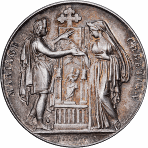 Mariage Chrétien Argent Graveur Pingret Paris XIXéme #1096