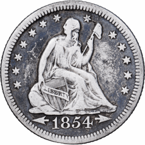 25 Cents Argent Seated Liberty Nouvelle Orléans 1854 #1099