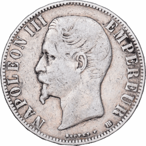 5 Francs Argent Napoléon III Strasbourg 1855 #1105