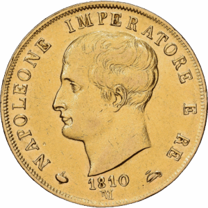 40 Lire Or Napoleone Emperator Milan 1810 #1131