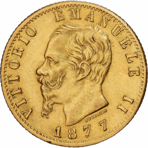 Italie 20 Lire Or Victor Emmanuel II Rome #1877