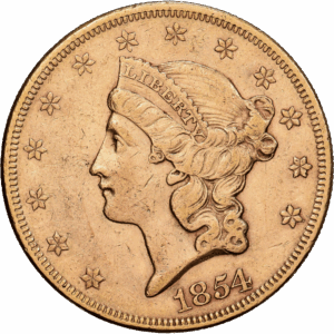 20 Dollars Or Liberty Head Philadelphie 1854 #1215
