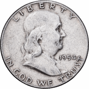 Half-Dollar Argent Franklin Philadelphie 1954 #1234