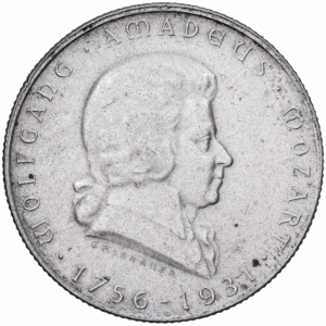 2 Schillings Argent Wolfgang Amadeus Mozart Vienne 1931 #1262