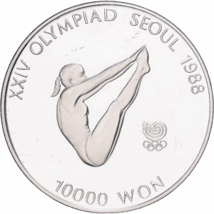 10 000 Won Argent Jeux olympiques - Plongeon (한국조폐공사) Daejeon 1987 #1299