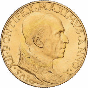 100 lires	Or Pie XII Rome 1948 #1322