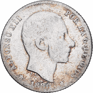 20 centavos de peso Argent Alphonse XII Manille 1880 #1334