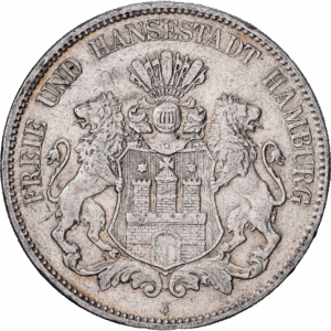 5 Mark Argent Ville libre et hanséatique de Hambourg 1908 #1352