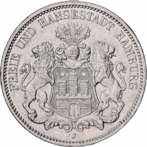 3 Mark Argent Ville libre et hanséatique de Hambourg 1912 #1353