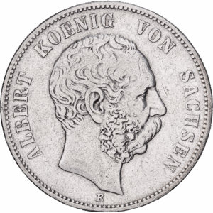 5 Mark Argent Albert de Saxe Dresde 1876 #1405