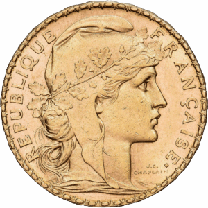20 Francs Or Coq-Dieu protège la France Paris 1900 #1410
