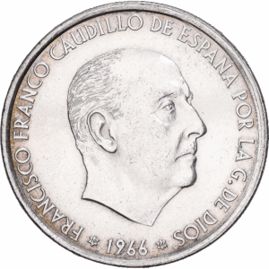 100 pesetas 1966 francisco franco madrid argent