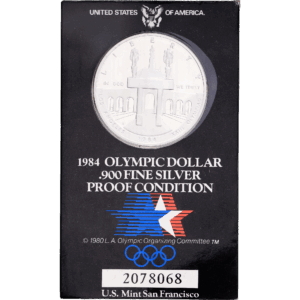 1 Dollar Argent 1984-S Jeux olympiques de Los Angeles Brilliant Uncirculated Support officiel numéroté #1474