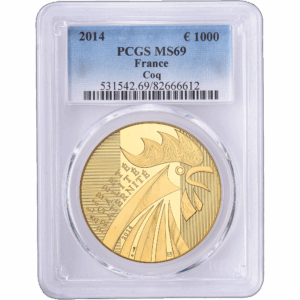 1000 euros or coq 2014 1er type PCGS certifiée MS69 #1475