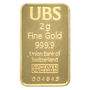Lingot or 2 g UBS kinebar