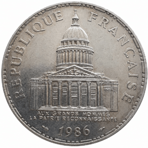 100 francs argent panthéon 1986-1989