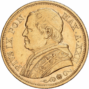 20 Lire Or Pius IX États pontificaux Rome 1867 - AN XXII #1490