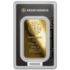 Lingot or 50 g argor heraeus