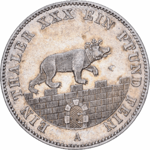 1 Thaler des mines Argent Anhalt-Bernbourg Alexander Carl 1861 Berlin #1609