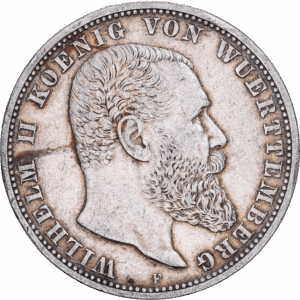 5 Marks Argent Guillaume II Stuttgart (F) 1902 #1619