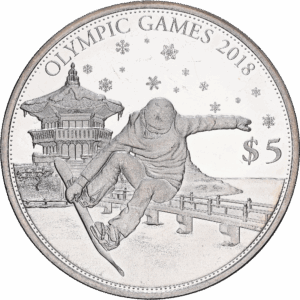 5 Dollars Argent Élisabeth II « Olympic Games 2018 » snowboard 2017 #1627