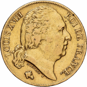 20 francs 1820 Paris (A) Louis XVIII Or #1633