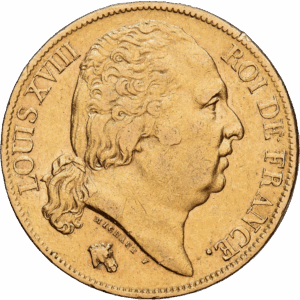 20 francs 1824 Paris (A) Louis XVIII Or #1635