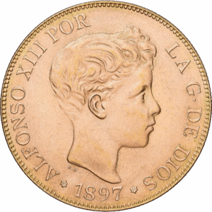 100 pesetas 1897 (refrappe 1962) Madrid Alphonse XIII Or #1641