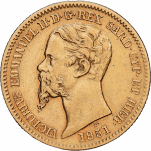 20 lire 1851 turin victor-emmanuel II or #1647