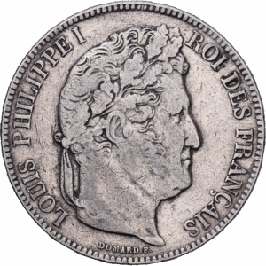 5 francs 1843 bordeaux louis philippe I argent #1675