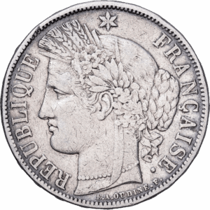 5 francs 1870 paris cérès avec légende argent #1678